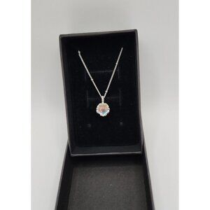 S925 Sterling Silver Moonstone Pendant Necklace, New W/ gift box, 16" w/ 2" exte